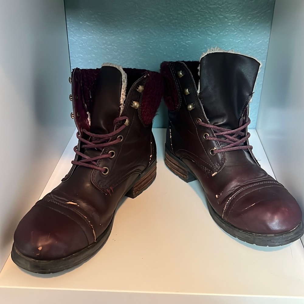 Booties - maroon boots - ankle booties - size 8